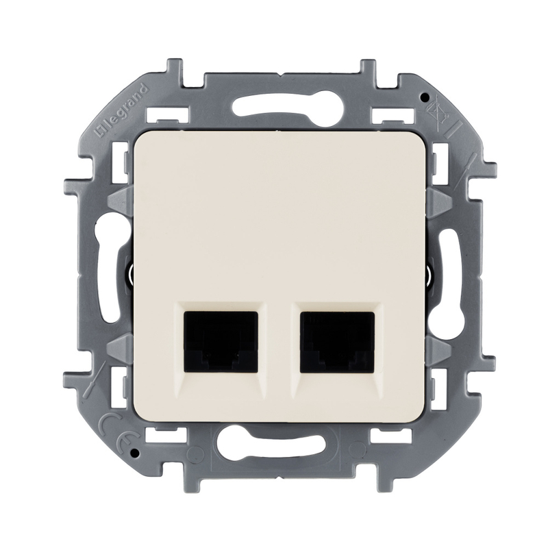 Розетка компьютерная RJ45 Cat.5e (UTP) Inspiria, двойная, цвет - слоновая кость